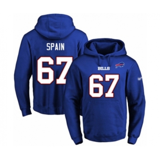 Football Men's Buffalo Bills #67 Quinton Spain Royal Blue Name & Number Pullover Hoodie