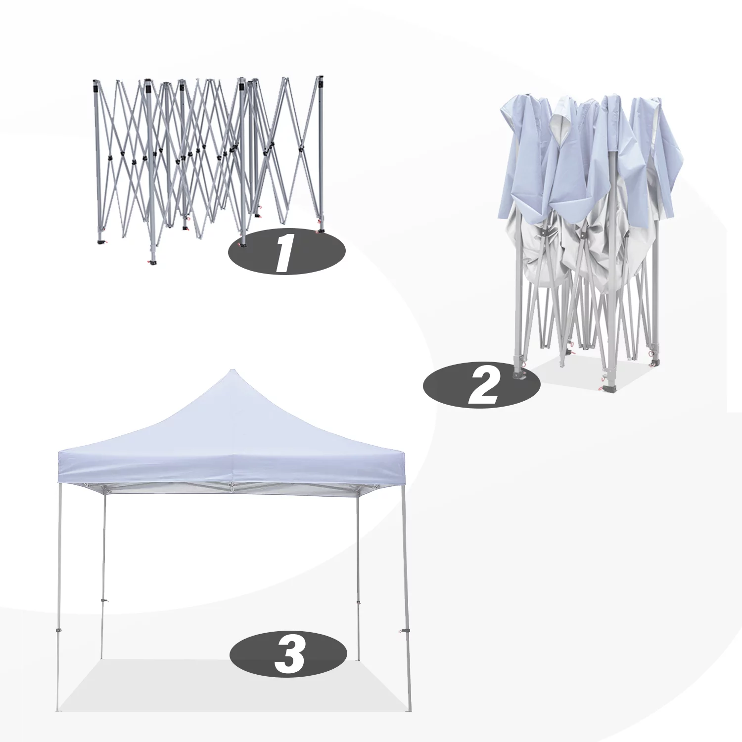 Ainfox 10 x 10 ft High Pop up Tent Folding Instant Frame Canopy Gazebo for Beach Tailgating Party, Wheeled Carrying Bag (White) - Curated Treasures Market