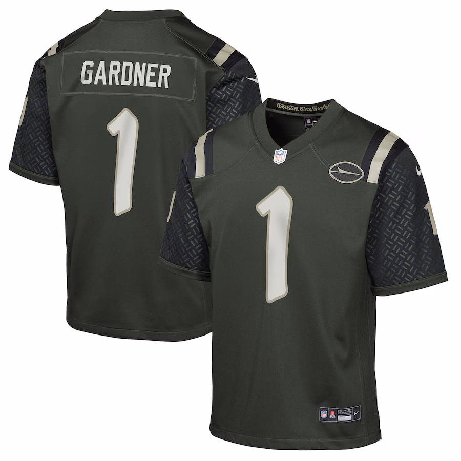 Youth New York Jets Ahmad Sauce Gardner Nike Gotham Green 2025 Rivalries Collection Game Jersey