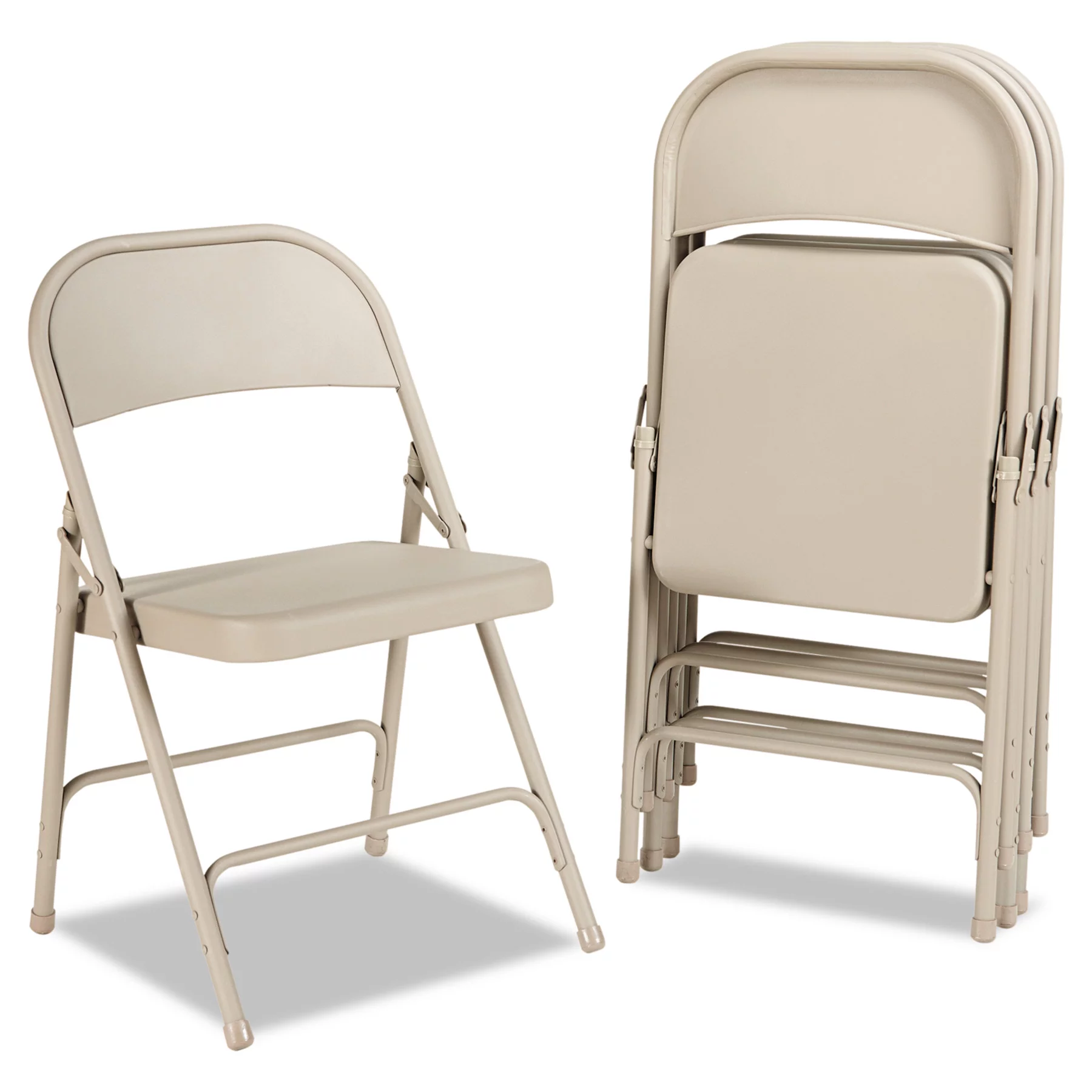 Steel Folding Chair, 4-Pack, Beige - Curated Treasures Market