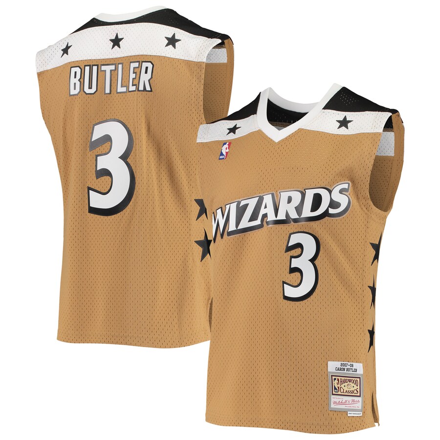 Men's Washington Wizards Caron Butler Mitchell & Ness Gold 2007/08 Hardwood Classics Swingman Jersey