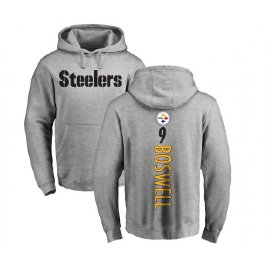 Football Pittsburgh Steelers #9 Chris Boswell Ash Backer Pullover Hoodie
