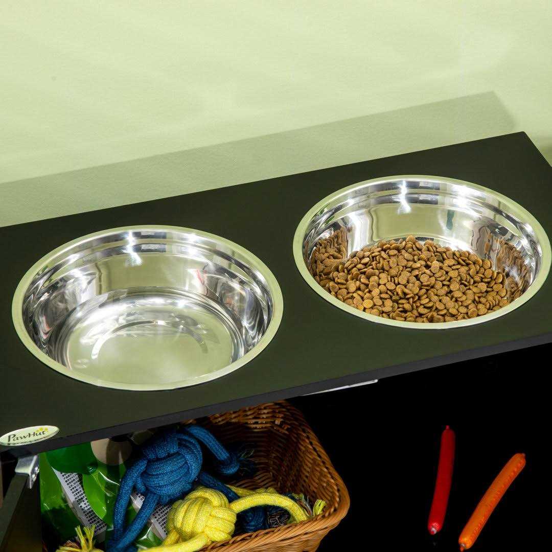 PawHut Large Elevated Dog Bowls with Storage Cabinet Containing Large 44L Capacity