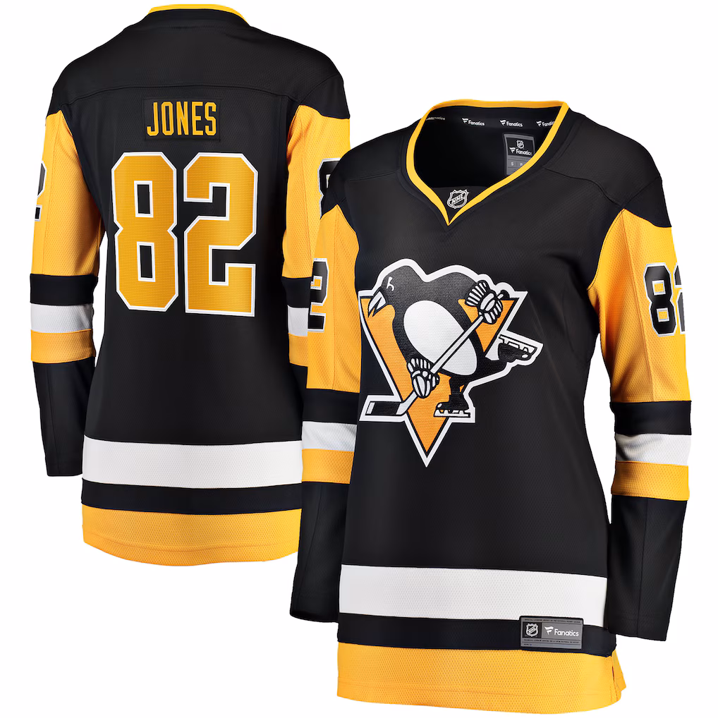 Women's Pittsburgh Penguins Caleb Jones Fanatics Black Home Breakaway Jersey