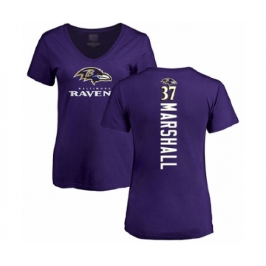 Football Women's Baltimore Ravens #37 Iman Marshall Purple Backer T-Shirt