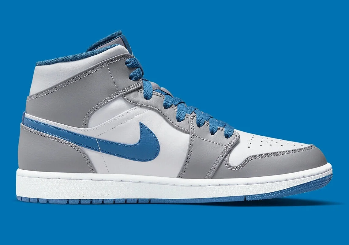 Men's Jordan 1 Mid Cement Grey/White-True Blue (DQ8426 014) - 11.5 - Curated Treasures Market
