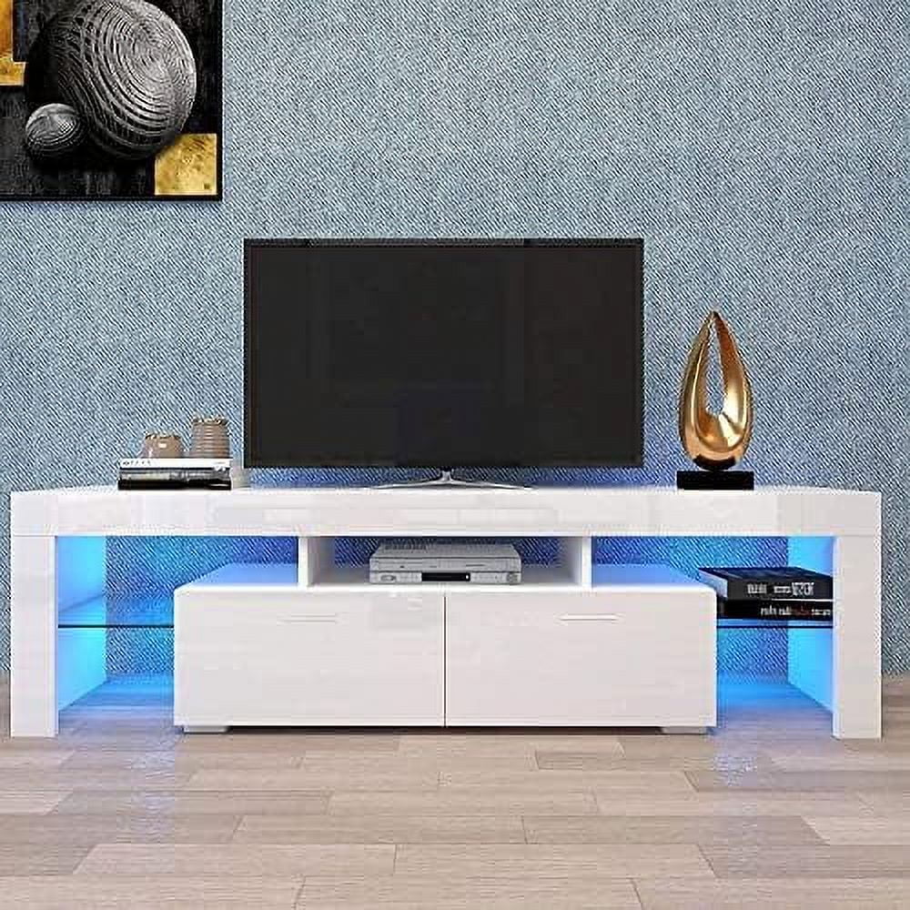 TJCGDTY LED TV Stand for 55 inch TVs  High Gloss Entertainment Center with  Cabinet  Media Console Table Television Stands Cabinet for Living Room - Curated Treasures Market