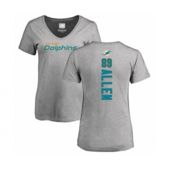 Football Women's Miami Dolphins #89 Dwayne Allen Ash Backer T-Shirt