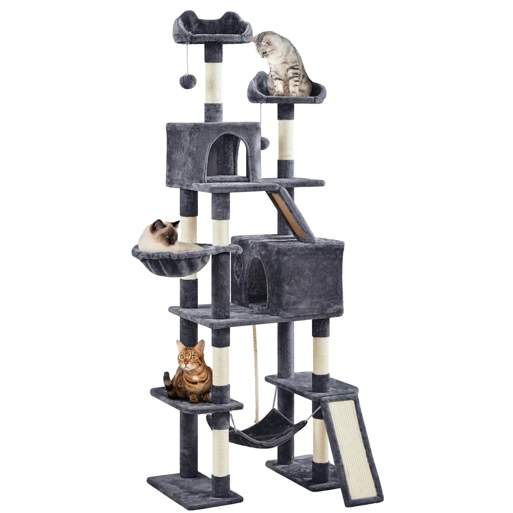 Easyfashion 82.5inch Multi Level Cat Tree, Dark Gray - Curated Treasures Market