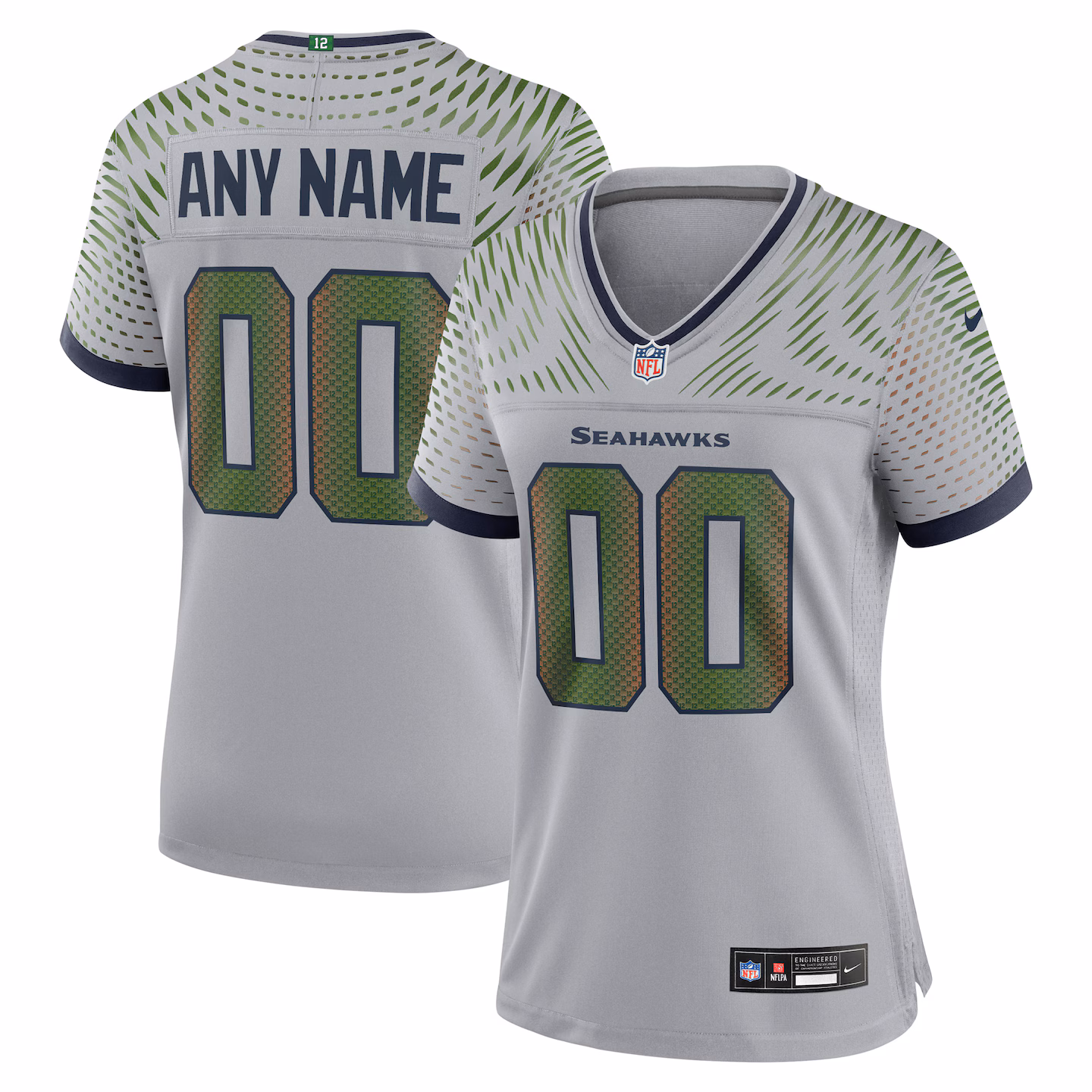 Women's Seattle Seahawks Nike Wolf Gray 2025 Rivalries Collection Custom Game Jersey