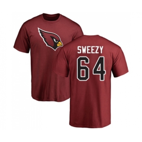 Football Arizona Cardinals #64 J.R. Sweezy Maroon Name & Number Logo T-Shirt