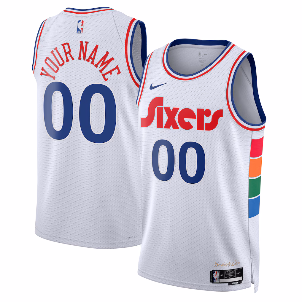 Unisex Philadelphia 76ers Nike White 2024/25 Custom Swingman Jersey - City Edition
