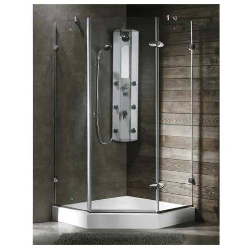 Vigo VG6061CHCL36WS Verona Frameless Neo-Angle Shower Enclosure with Low-Profile Base