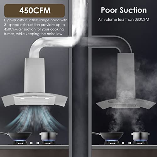 SOONYE Curved Glass Range Hood 30 inch