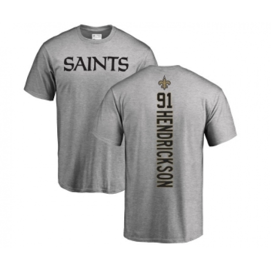 Football New Orleans Saints #91 Trey Hendrickson Ash Backer T-Shirt