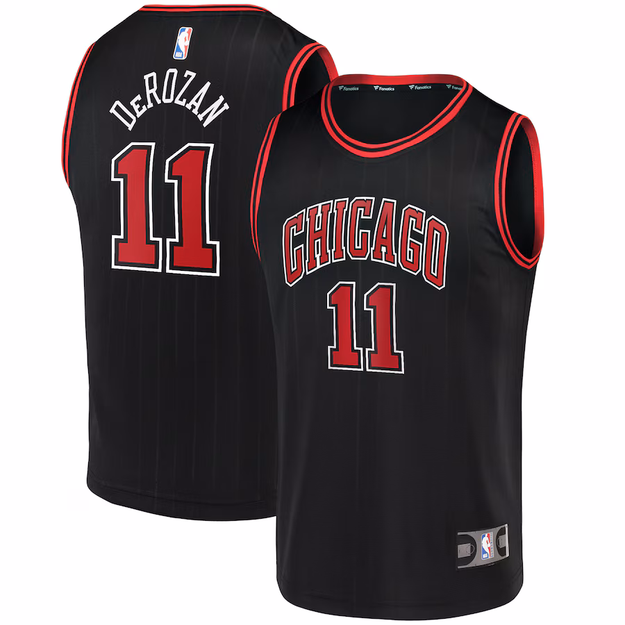 Youth Chicago Bulls DeMar DeRozan Fanatics Black Fast Break Player Jersey - Statement Edition
