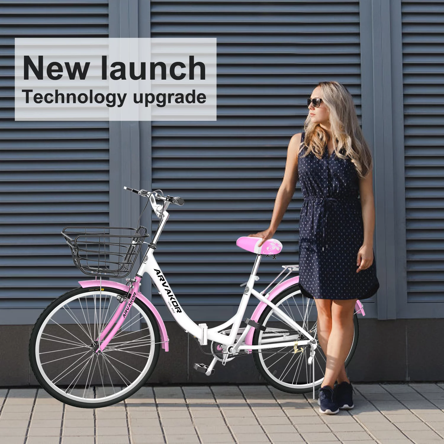 ARVAKOR 26 Inch Women Bike, Classic Bicycle Retro Bicycle, Cruiser Bike, Beige