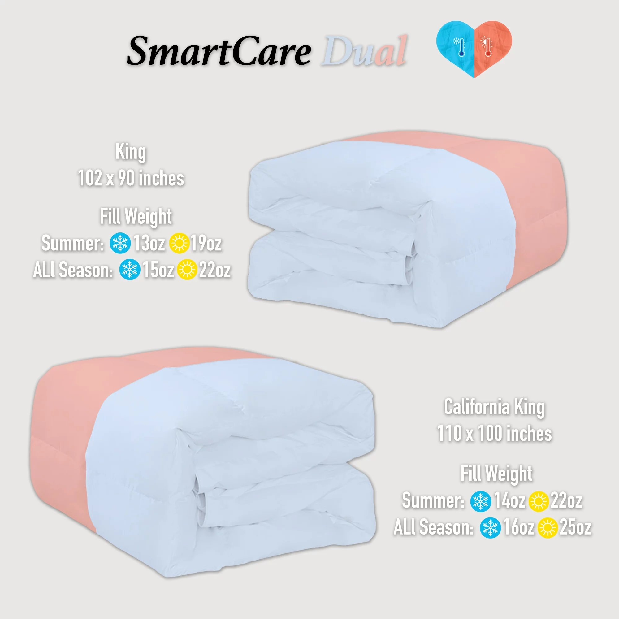 Highland Feather Dual Warmth 600 Loft White Goose Down Duvet 500TC Pure Cotton Casing SmartCare - Curated Treasures Market