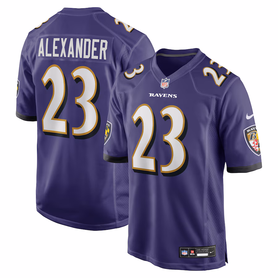 Men's Baltimore Ravens Jaire Alexander Nike Purple Team Game Jersey