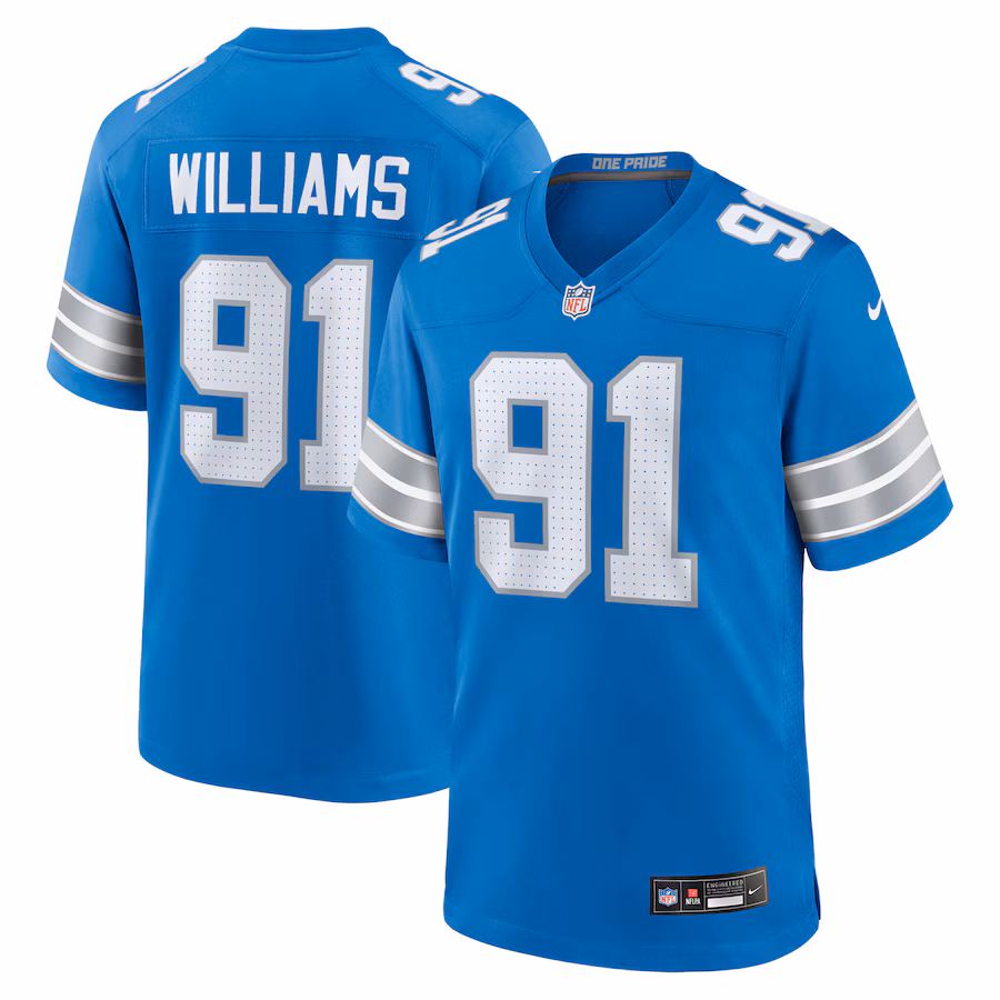 Men's Detroit Lions Tyleik Williams Nike Blue Team Game Jersey