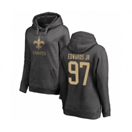 Football Women's New Orleans Saints #97 Mario Edwards Jr Ash One Color Pullover Hoodie