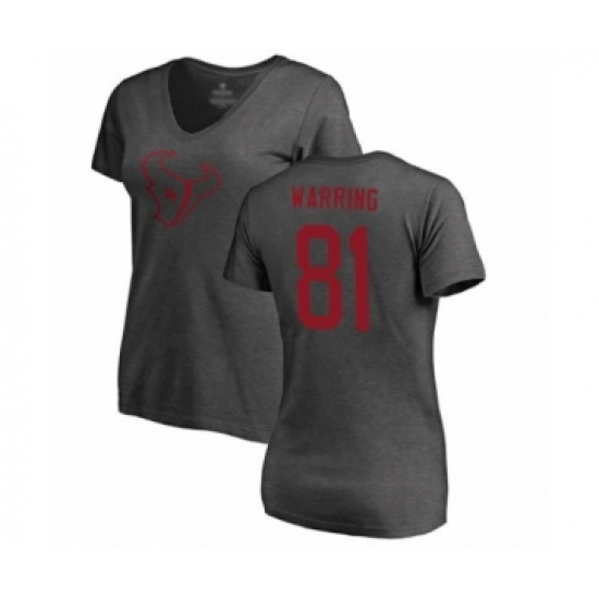 Football Women's Houston Texans #81 Kahale Warring Ash One Color T-Shirt