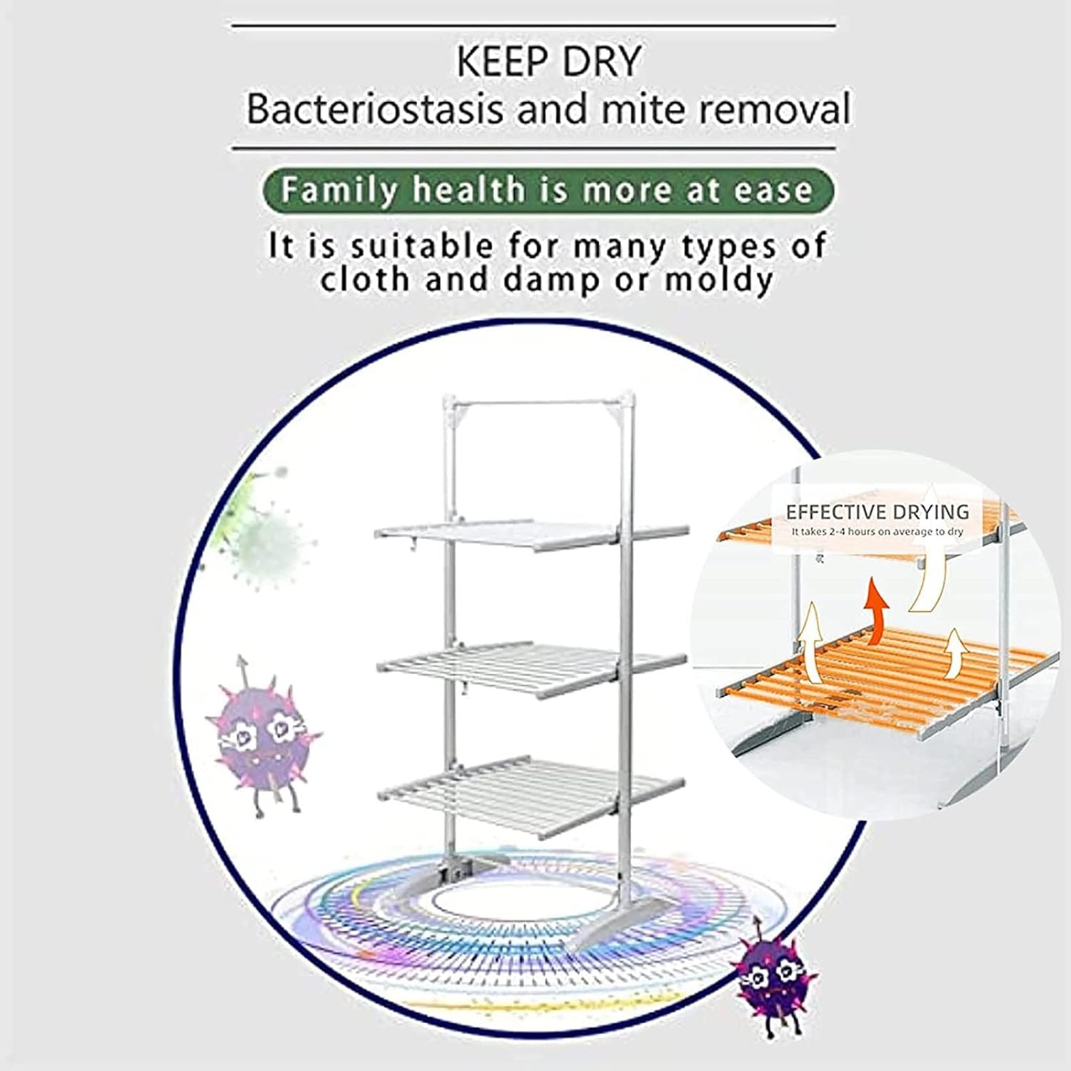 Electric Dryer Clothes Airer,3-Tier Foldable Heated Clothes Airer,Floor-Standing Clothes Drying Rack for Home Kitchen,Living Room,Bathroom,Laundry,300W Energy Efficient