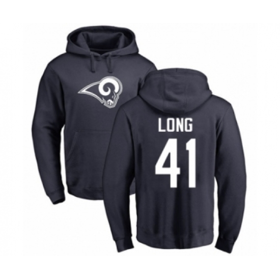 Football Los Angeles Rams #41 David Long Navy Blue Name & Number Logo Pullover Hoodie
