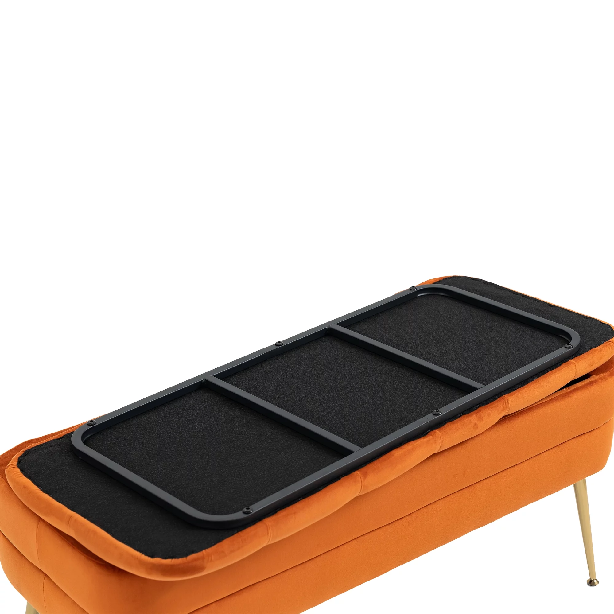 Storage Ottoman Bench Upholstered Velvet Storage Ottoman with Safety Hinge Bench with Storage Bedroom Ottoman Entryway Padded Footstool, Ottoman Bench for Living Room & Bedroom - Curated Treasures Market