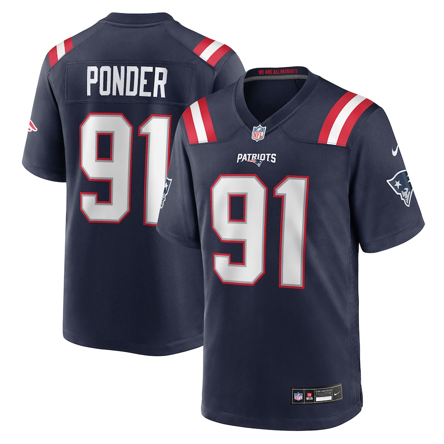 Men's New England Patriots Elijah Ponder Nike Navy Team Game Jersey
