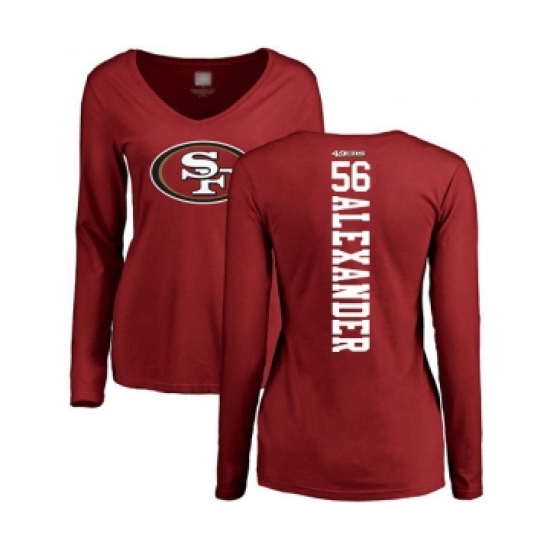 Football Women's San Francisco 49ers #56 Kwon Alexander Red Backer Long Sleeve T-Shirt