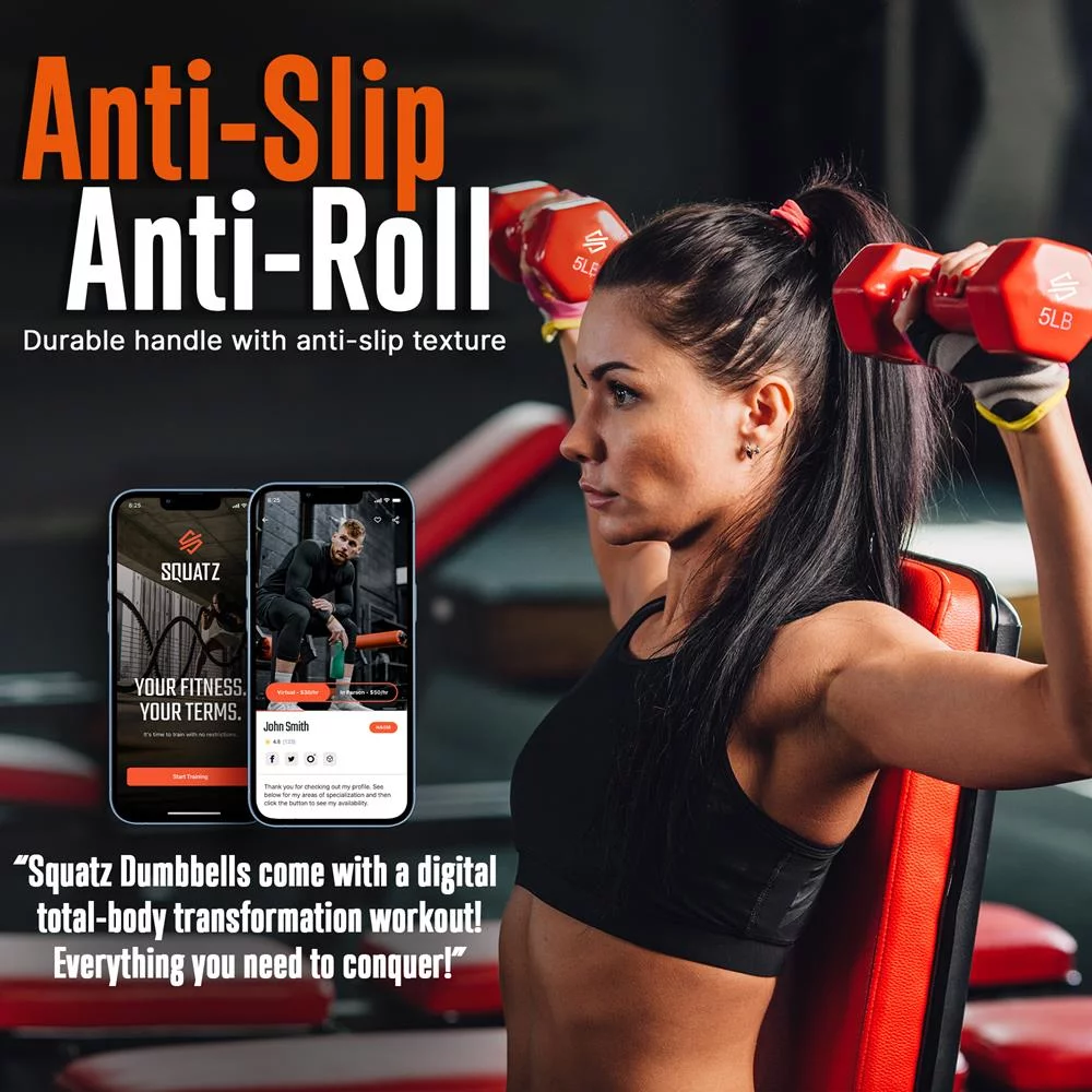 20 lbs. Neoprene Coated Dumbbell Set with Stand, Colour Gray, Black and Orange All Purpose Hand Weight Anti-Slip Hex Shape Dumbbell