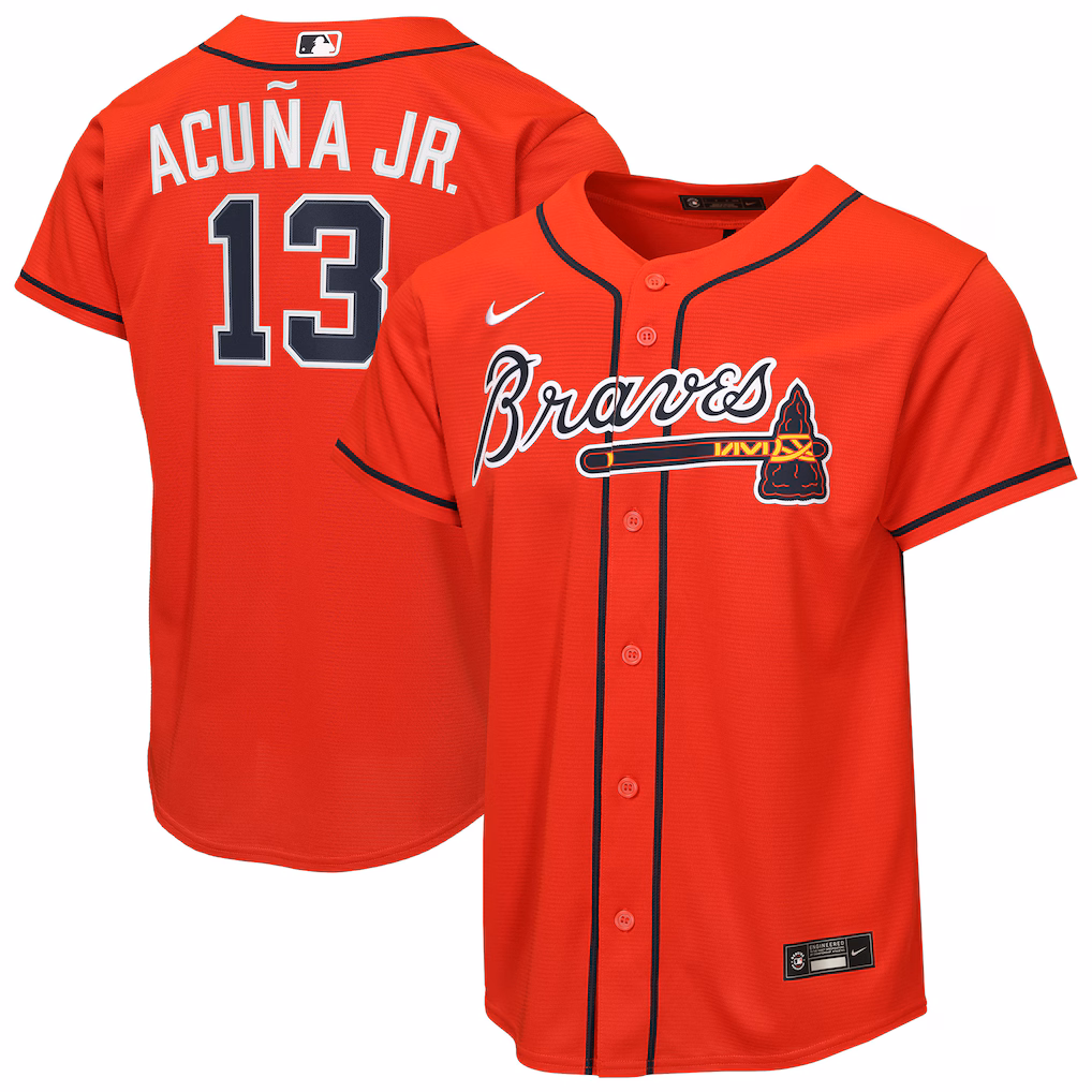Youth Atlanta Braves Ronald Acuña Jr. Nike Red Alternate 2 Replica Jersey