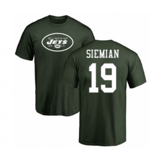 Football New York Jets #19 Trevor Siemian Green Name & Number Logo T-Shirt