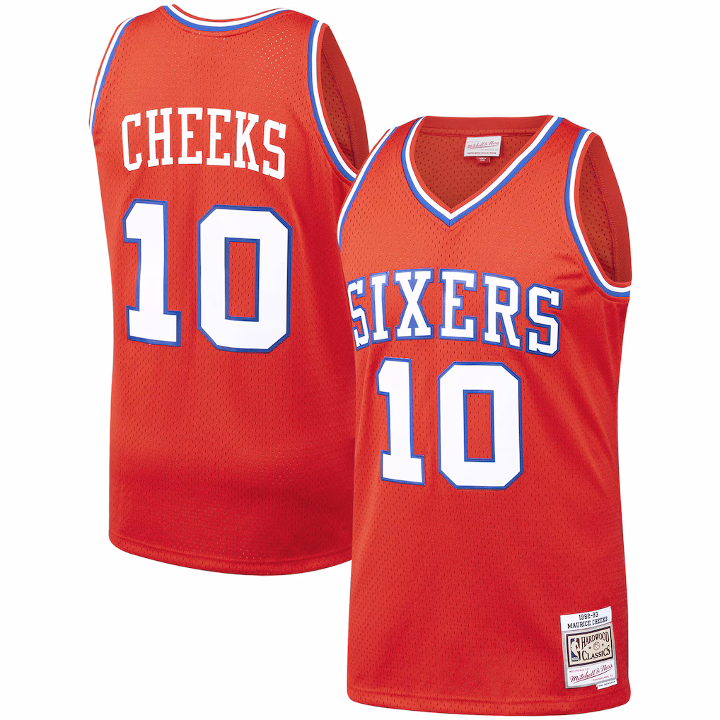 Men's Philadelphia 76ers Maurice Cheeks Mitchell & Ness Red Hardwood Classics Swingman Jersey