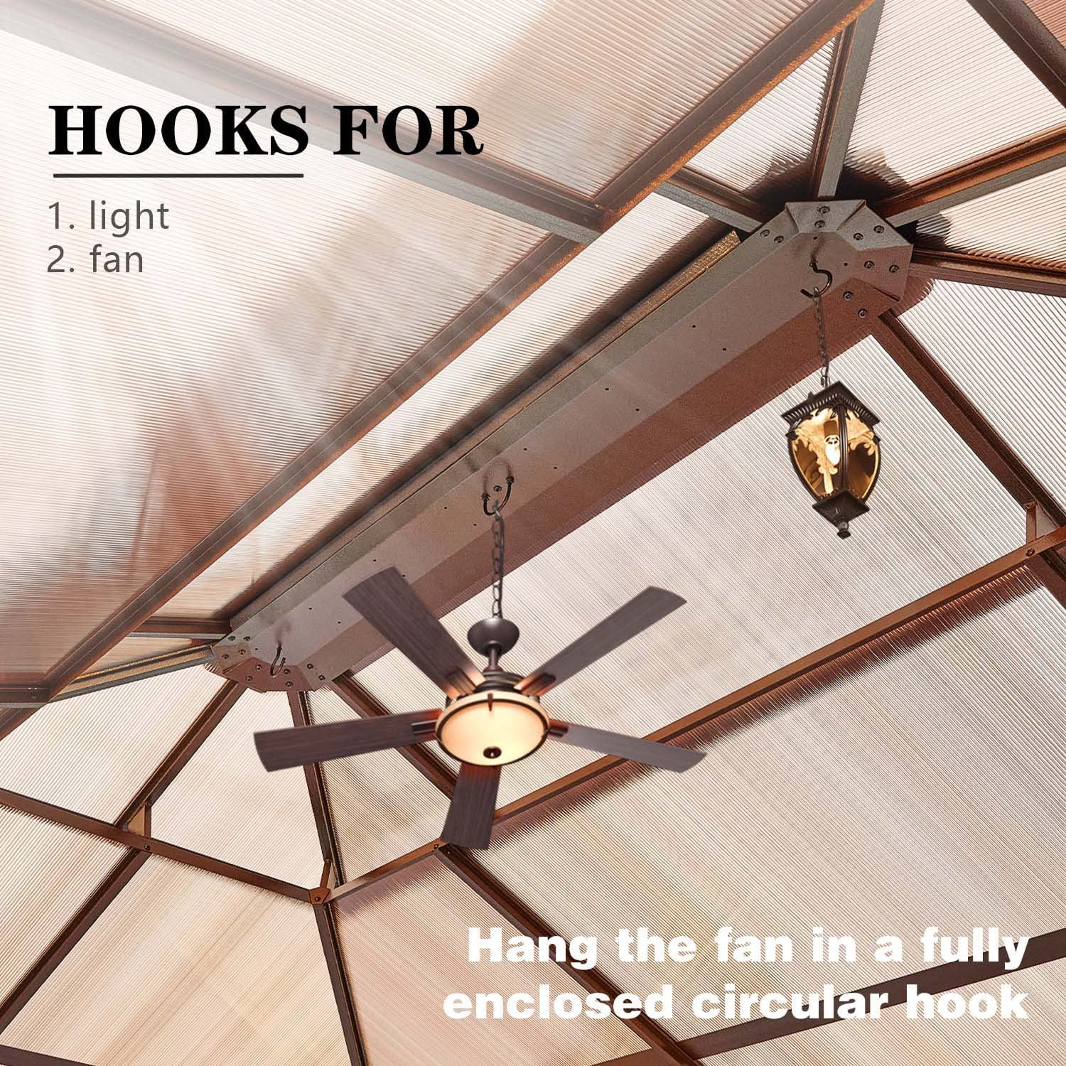 Erommy 10'x13' Hardtop Gazebo with Polycarbonate Double Roof and Aluminum Frame for Garden, Patio, Lawns