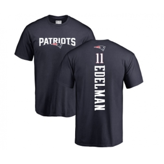Football New England Patriots #11 Julian Edelman Navy Blue Backer T-Shirt