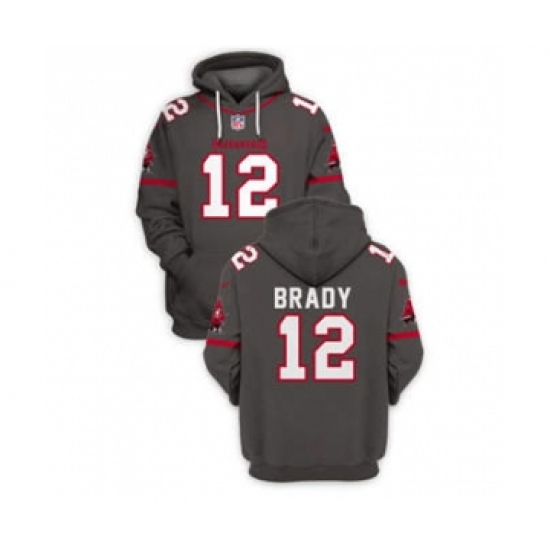 Men's Tampa Bay Buccaneers #12 Tom Brady 2021 Gray Pullover Football Hoodie