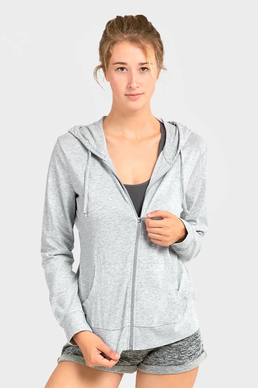 Sofra Women's Lightweight Cotton Blend Long Sleeve Zip Up Thin Hoodie Jacket - Curated Treasures Market