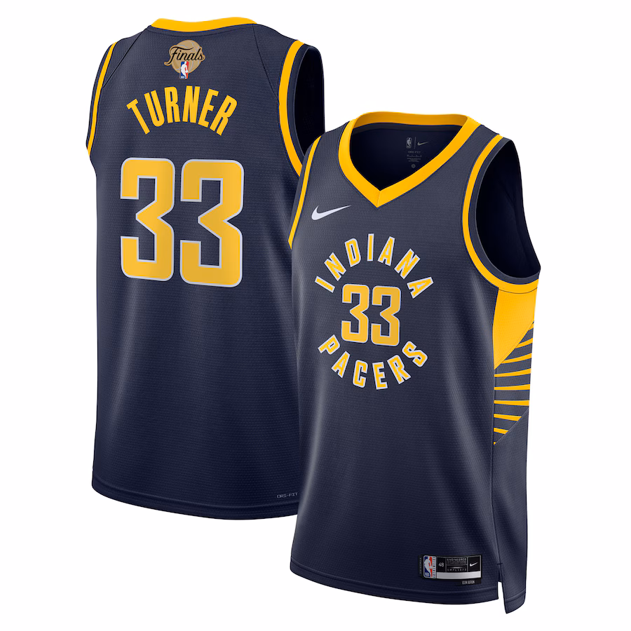 Unisex Indiana Pacers Myles Turner Nike Navy 2025 NBA Finals Swingman Jersey - Icon Edition