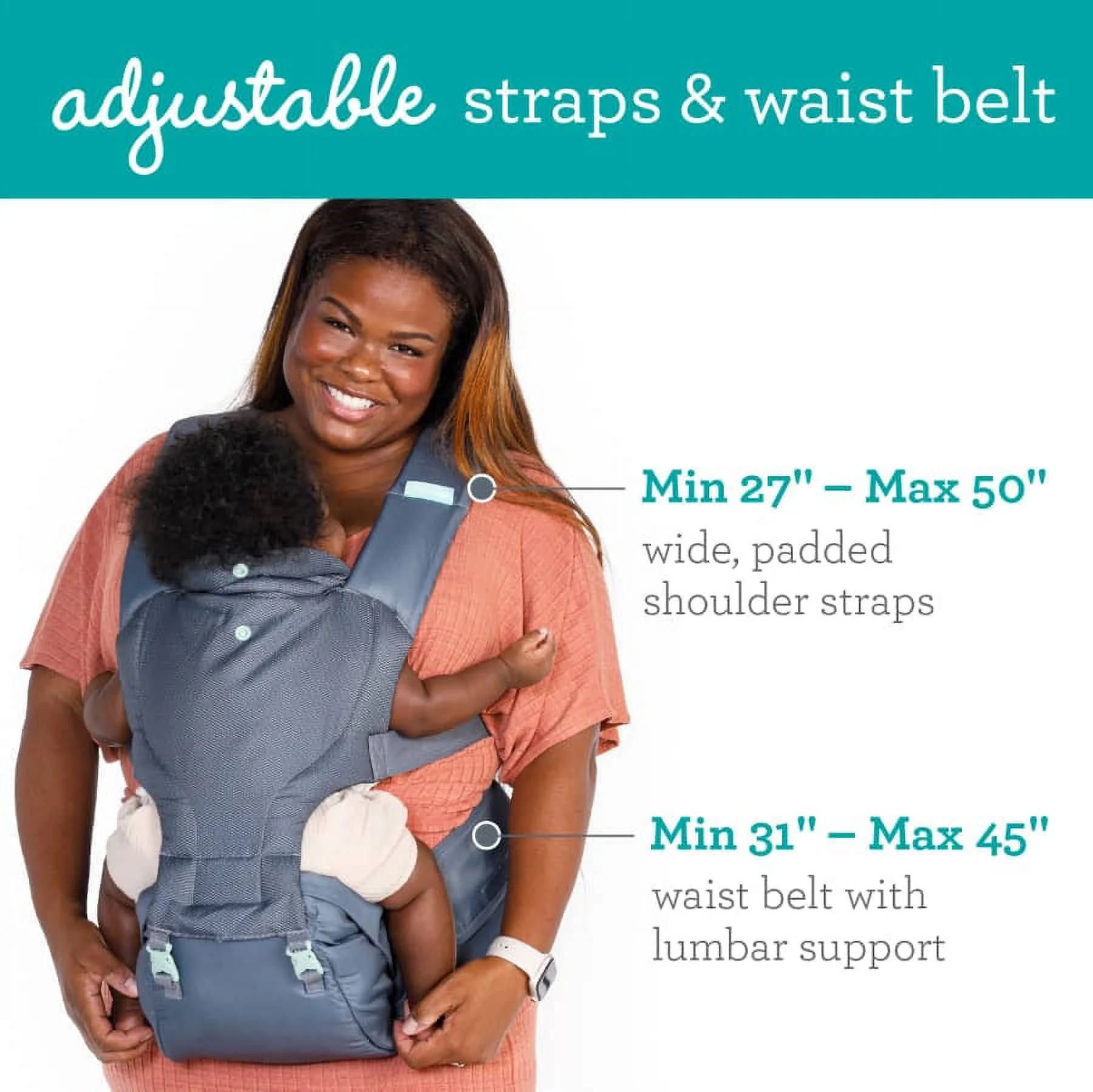 Infantino Hip Rider 5-in-1  Hip Seat Baby Carrier for Infants and Toddlers 12-45 lbs, 5-Position, Gray