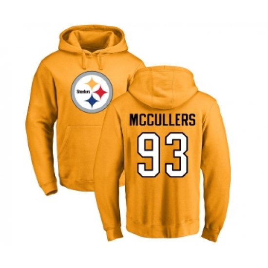 Football Pittsburgh Steelers #93 Dan McCullers Gold Name & Number Logo Pullover Hoodie
