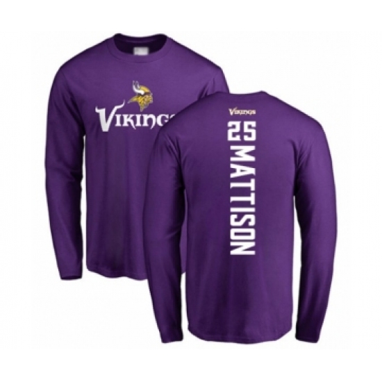 Football Minnesota Vikings #25 Alexander Mattison Purple Backer Long Sleeve T-Shirt
