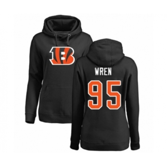 Football Women's Cincinnati Bengals #95 Renell Wren Black Name & Number Logo Pullover Hoodie
