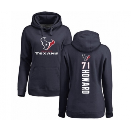 Football Women's Houston Texans #71 Tytus Howard Navy Blue Backer Pullover Hoodie