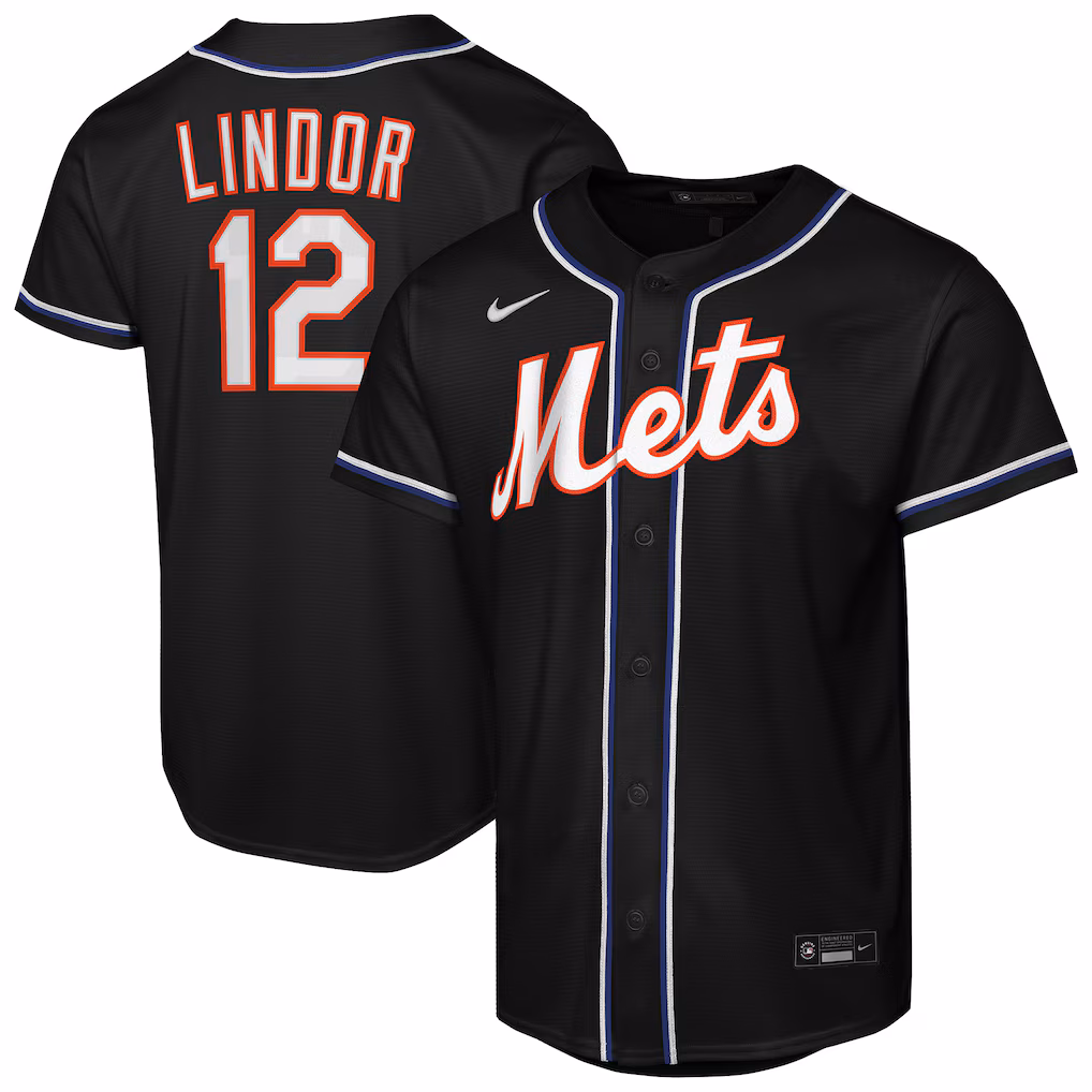 Youth New York Mets Francisco Lindor Nike Black Fashion Replica Player Jersey