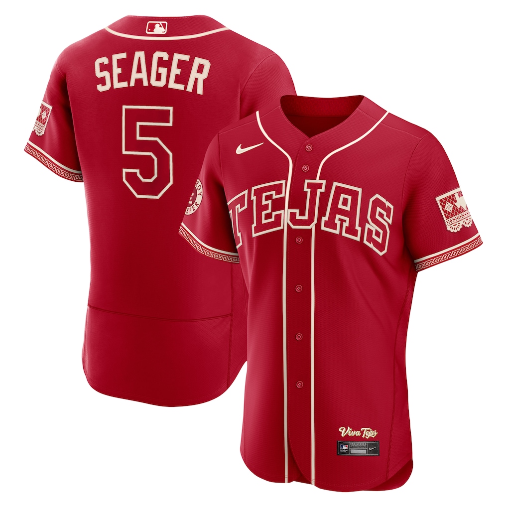 Men's Texas Rangers Corey Seager Nike Red 2026 City Connect Authentic Sponsor Patch Jersey