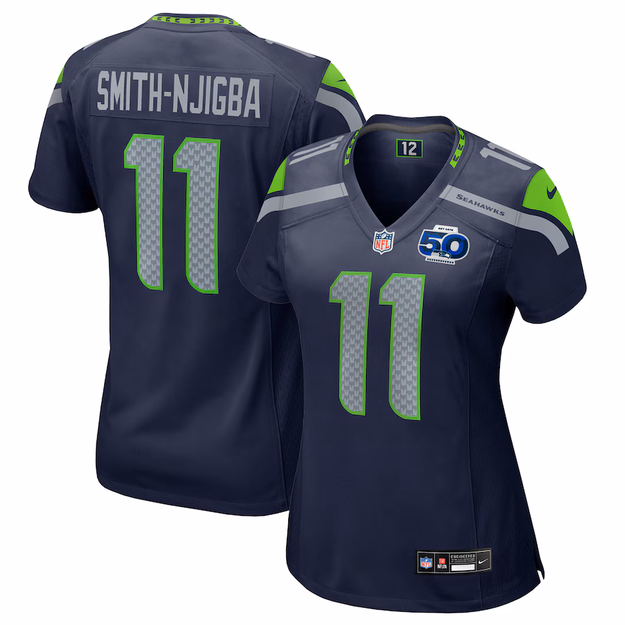 Women's Seattle Seahawks Jaxon Smith-Njigba Nike College Navy Team 50th Season Game Jersey