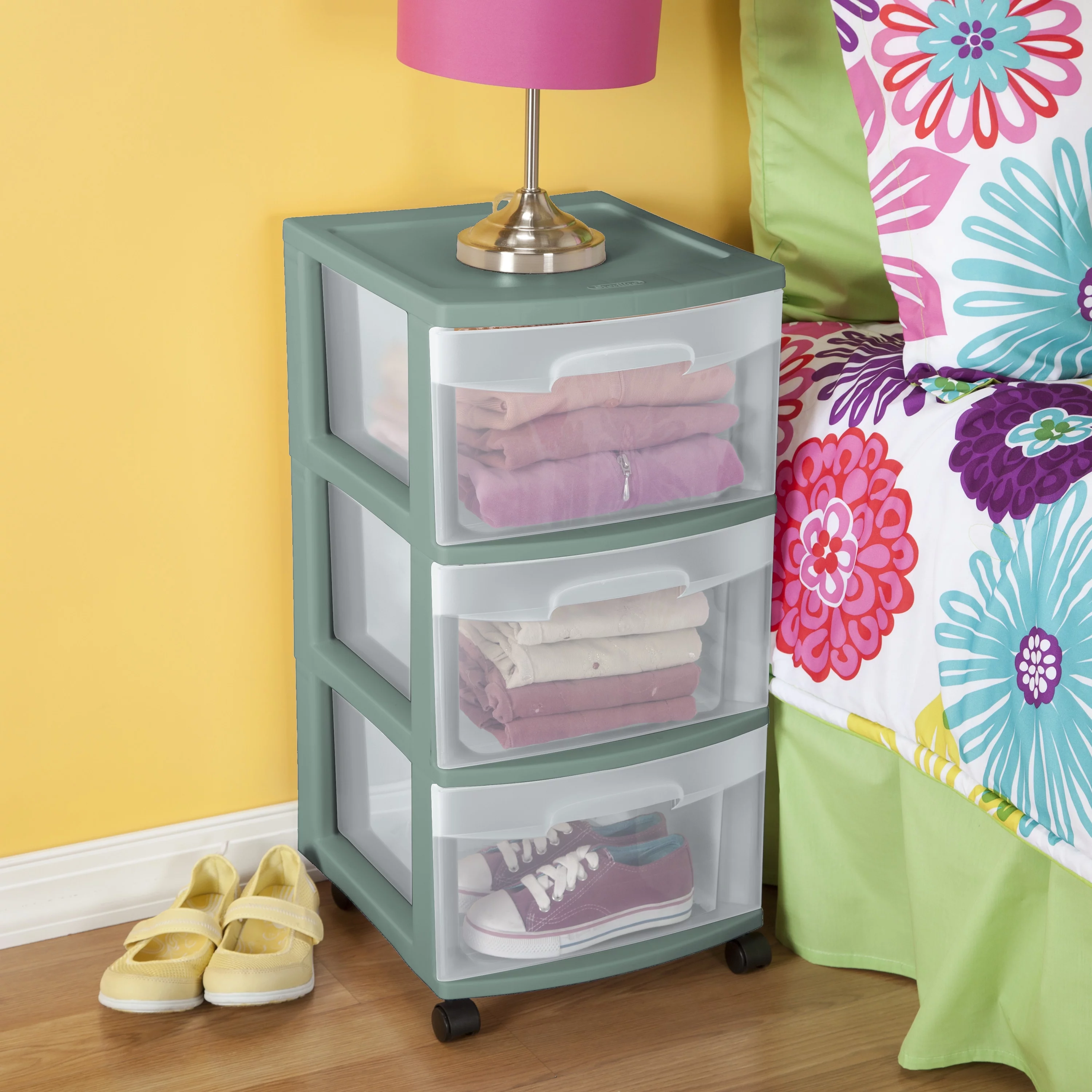Sterilite Plastic 3 Drawer Cart Aqua Slate - Curated Treasures Market