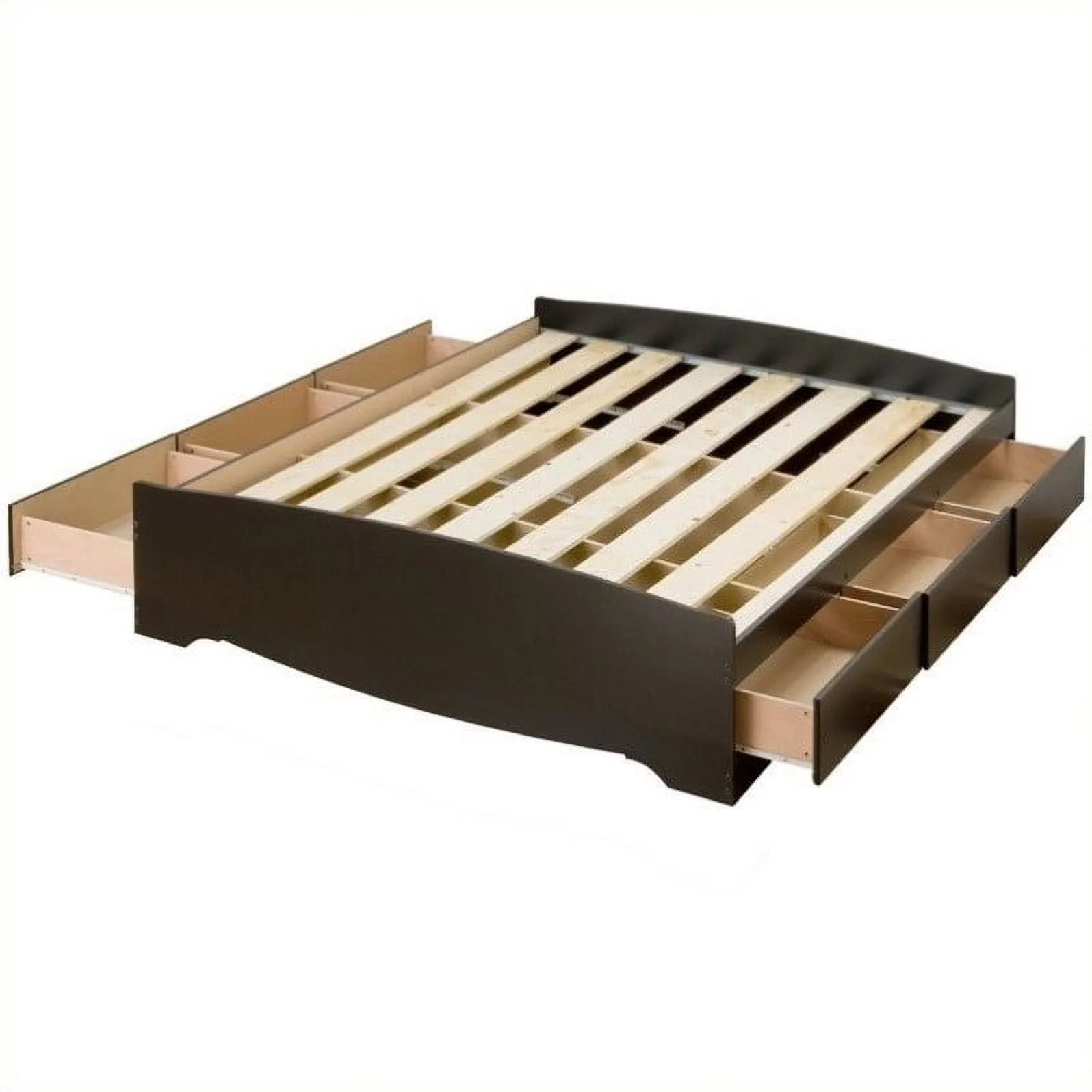 Kingfisher Lane Contemporary/Modern Wood Storage Platform Bed. Full. Black